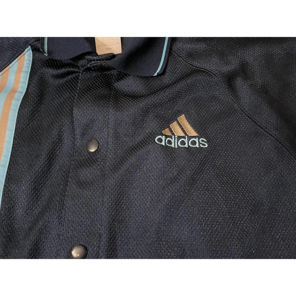 Vintage 90s Adidas Shirt XL Men’s Blue Warm Up Full Snap Button Up Basketball - Picture 6 of 7